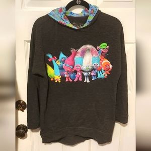 DreamWorks Trolls Girls Pullover Size XL Gray W/Kangaroo Pocket 2015